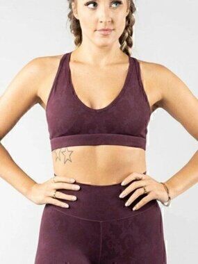Buffbunny Collection Womens Wine Racerback Confidential Sports Bra Size XX Small